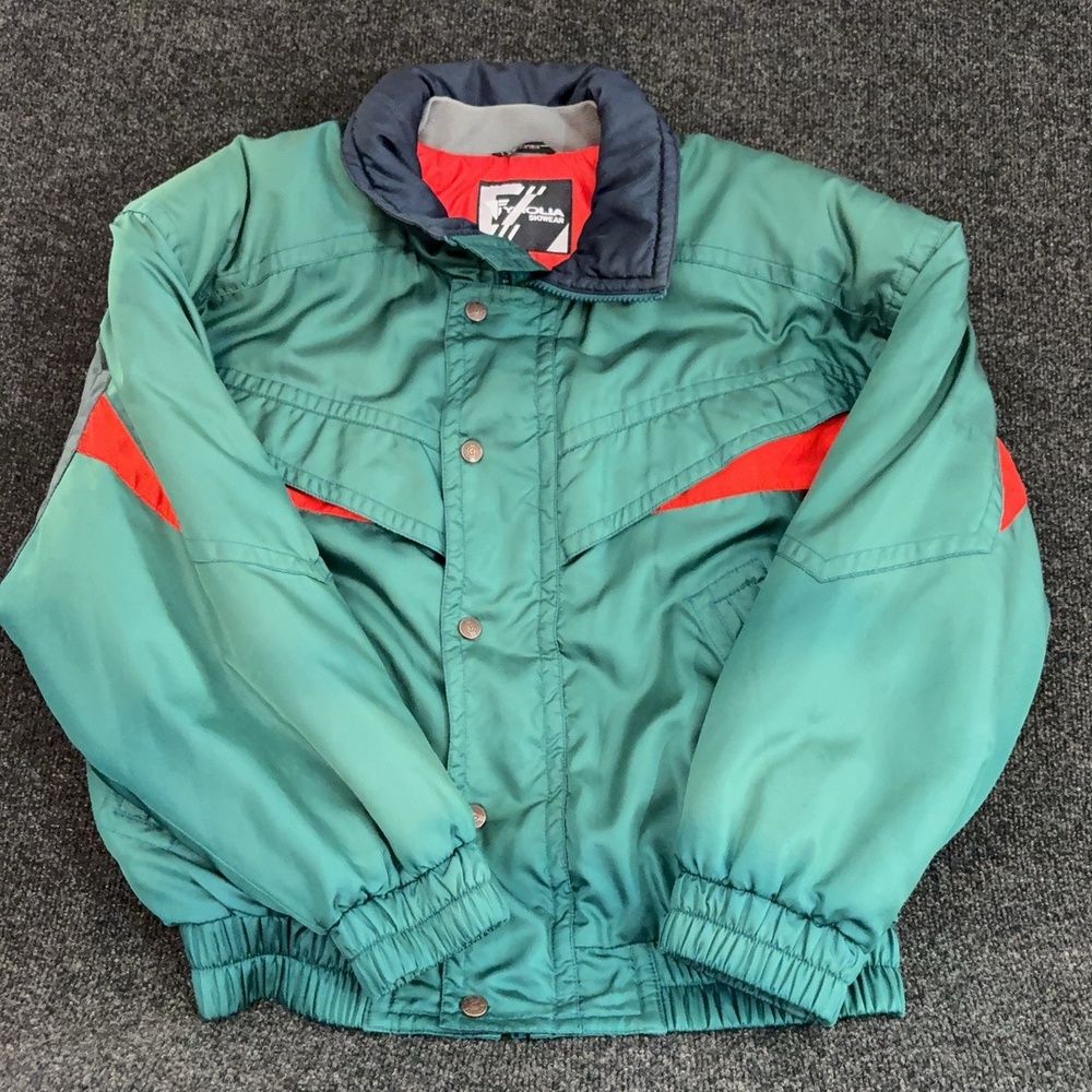 Vintage Tyrolia Skiwear Jacket Mens L Green Colorblock Microseal Ski Winter